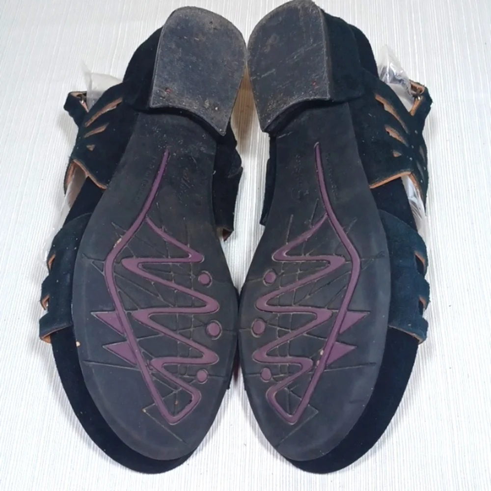 Sz 7 Earthies Black Leather Tica Sandal with Sparkles - Picture 4 of 8